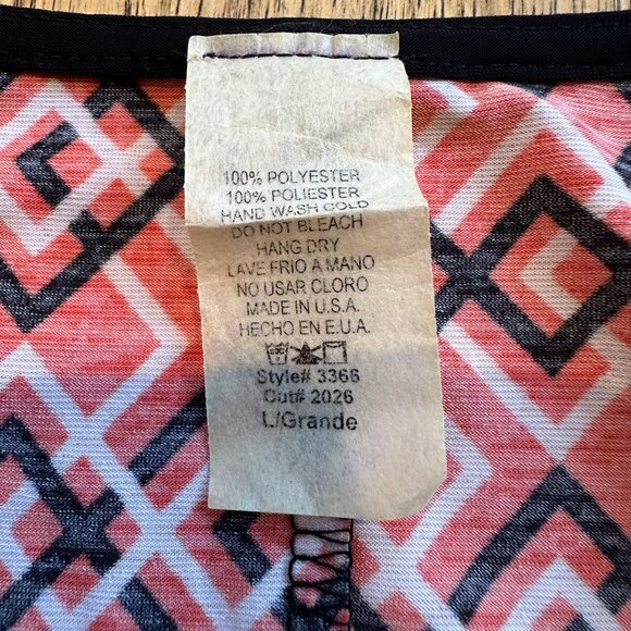 Vintage Geometric Deep V Neck Sleeveless Midi Dress Large - Picture 8 of 8